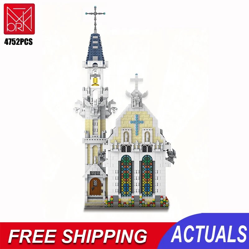 

Модель города, собор, церковь, строительные блоки, 4752 шт., набор для сборки, уличная серия, уличная сцена, архитектура, кубики Moc, игрушки «сдел...