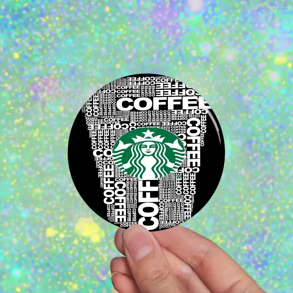 Фото Забавные круглые значки-броши S-Starbucks с креативными мордашками, аксессуары для рюкзаков и головных уборов, украшения, подарки №4