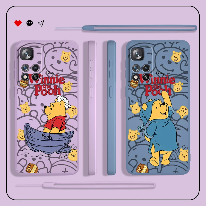 

Liquid Rope Phone Case For Xiaomi Redmi Note 12 11 11T 10 10S 9 9S 9T 8 8T Pro 4G 5G Cover Cute Winnie Pooh Anime Cover Shell