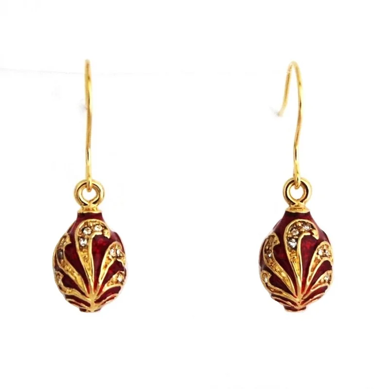 

YAFFIL Vintage Egg Charms Dangle Earrings Women Hooks Fashion Jewelry Brass Hand Enameled Gold Plating