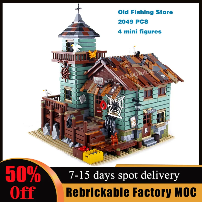 

New Fisherman Old Fishing House Store Model Building Blocks Bricks Compatible 21310 16050 Kids Birthday Christmas Toys Gifts
