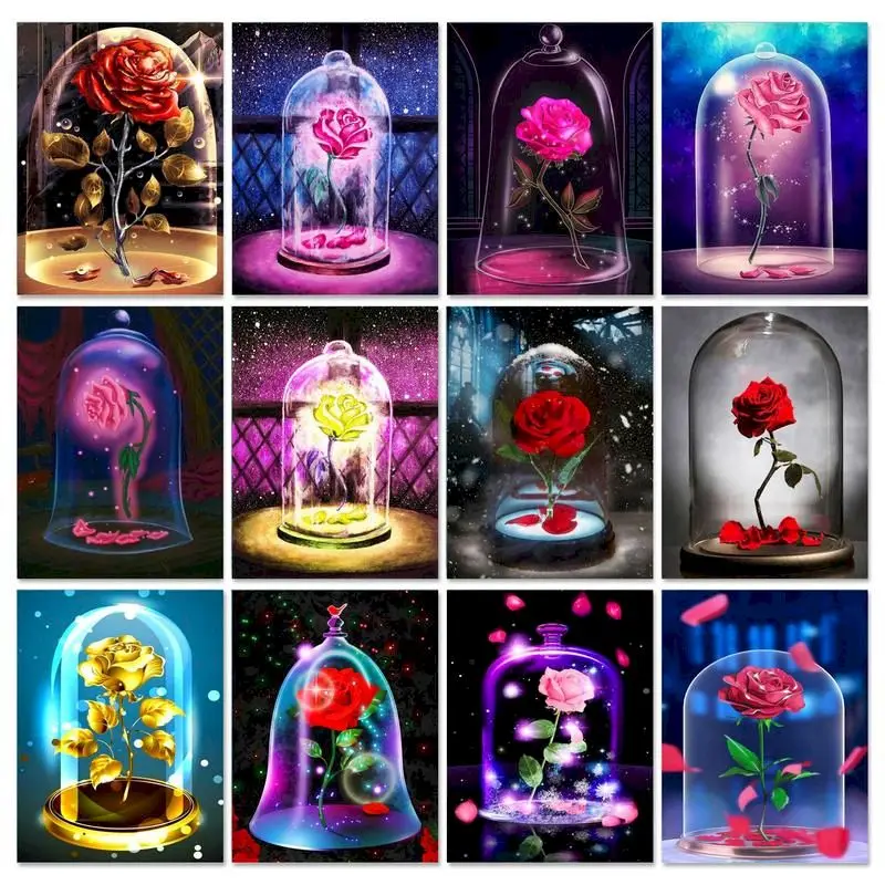 

GATYZTORY Flowers Decorative Painting By Numbers Paint Kit Kill Time Rose In Bottle Drawing By Numbers For Adults Diy Gift