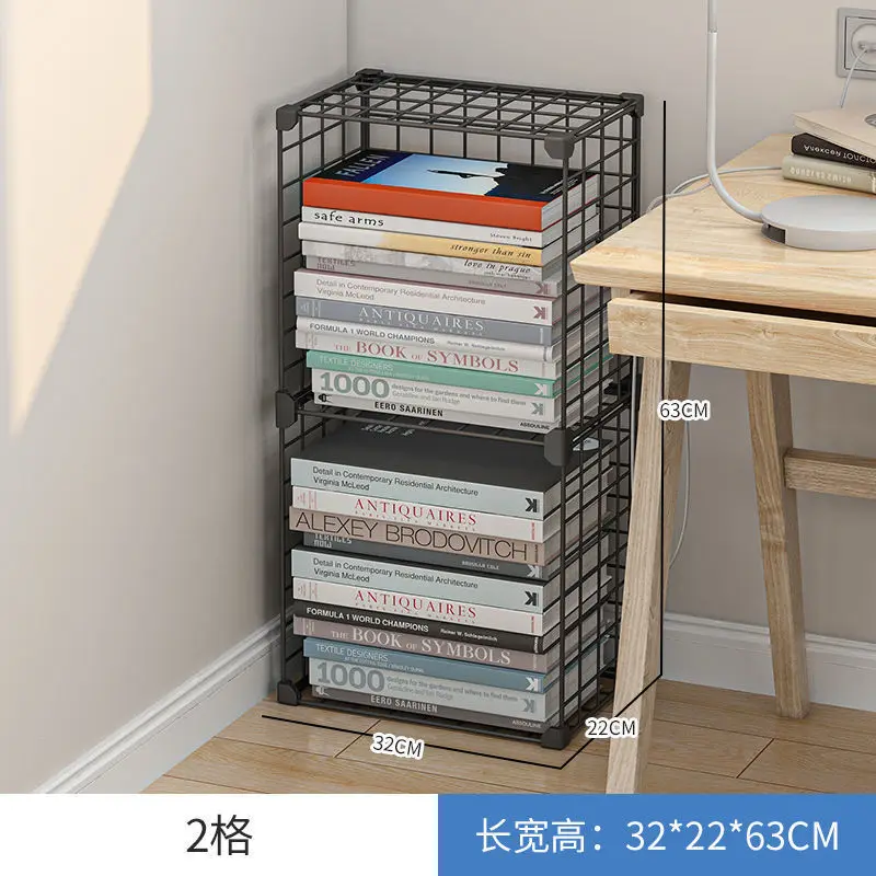 

High Quality 4 Grids Wire Grid Display Storage Cabinet Stands Metal Cube Bookcase Steel Book Shelf for Living Room