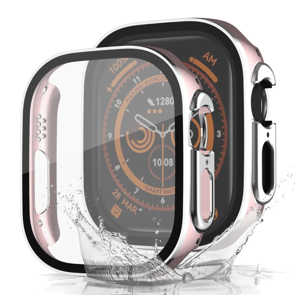 Gase+Film For Apple Watch Ultra Series SE 7 6 5 4 PC Waterproof Case for Iwatch 49 45 41 44 40mm Straight Edge  Protector Cover