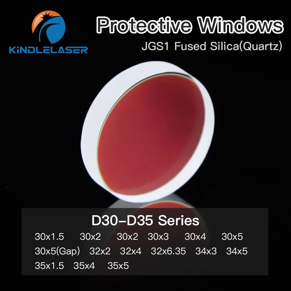 

KINDLELASER Fiber Laser Protective Windows D30 - D35 Series Quartz Fused Silica for Fiber Laser 1064nm Precitec for Raytools WSX
