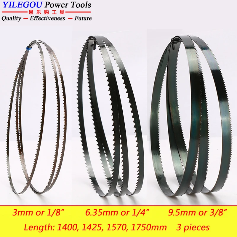 3 полотна ленточной пилы 8 дюймов 9 дюймов 10 дюймов. 1400 мм 1425 мм 1570 мм 1750 мм лезвия для деревообрабатывающей пилы кривая резки с шириной 1/8 дюйма, 1/4 дюйма, 3/8 дюйма