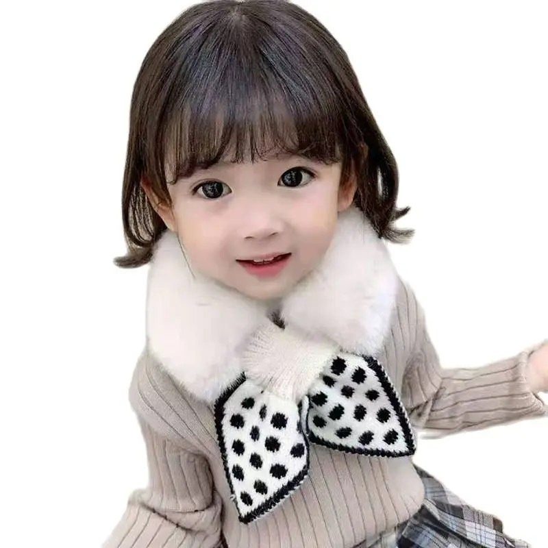 Leaves Small Dot Children's Scarf Plush Warm Cute Baby Winter New Japanese and Korean Sweet Warm Comfortable Fashion Neck Cover