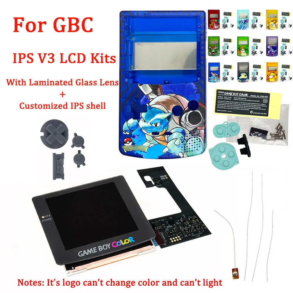 

2021 New Original Gray Laminated LCD Kits for GBC Highlight Backlit LCD Screen kits with Customized IPS Housing Shell Cover