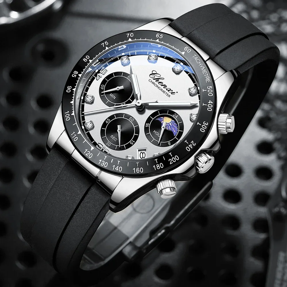 Оригинальные мужские часы CX-958 CHENXI роскошные деловые наручные с Лунной фазой