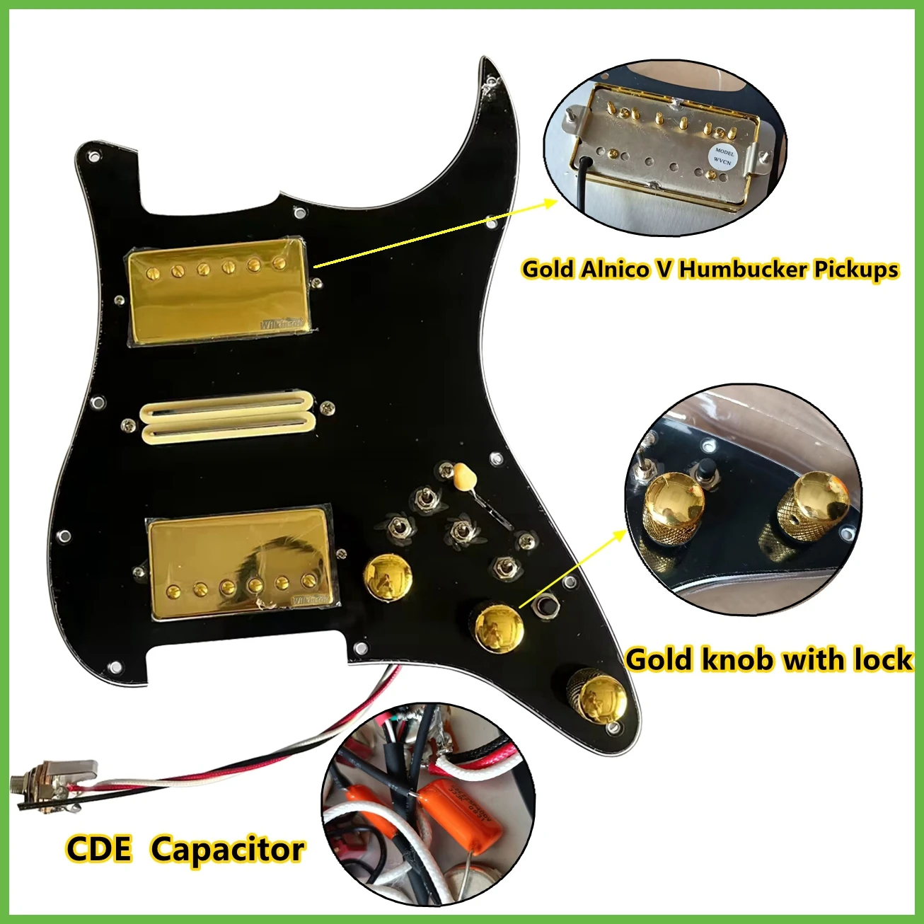 

HSH Upgrade Prewired Pickguard Set Multifunction Toggle Switch Gold Alnico V Pickups High Output DCR Guitar Parts