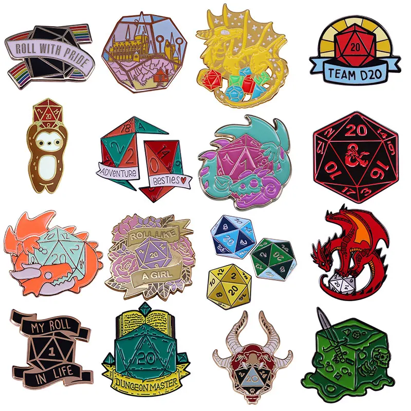 

Dragons-Dungeons Dice D20 Game Enamel Pin Lapel Pin for Clothes Brooches on Backpack Briefcase Badge Jewelry Decoration Gifts