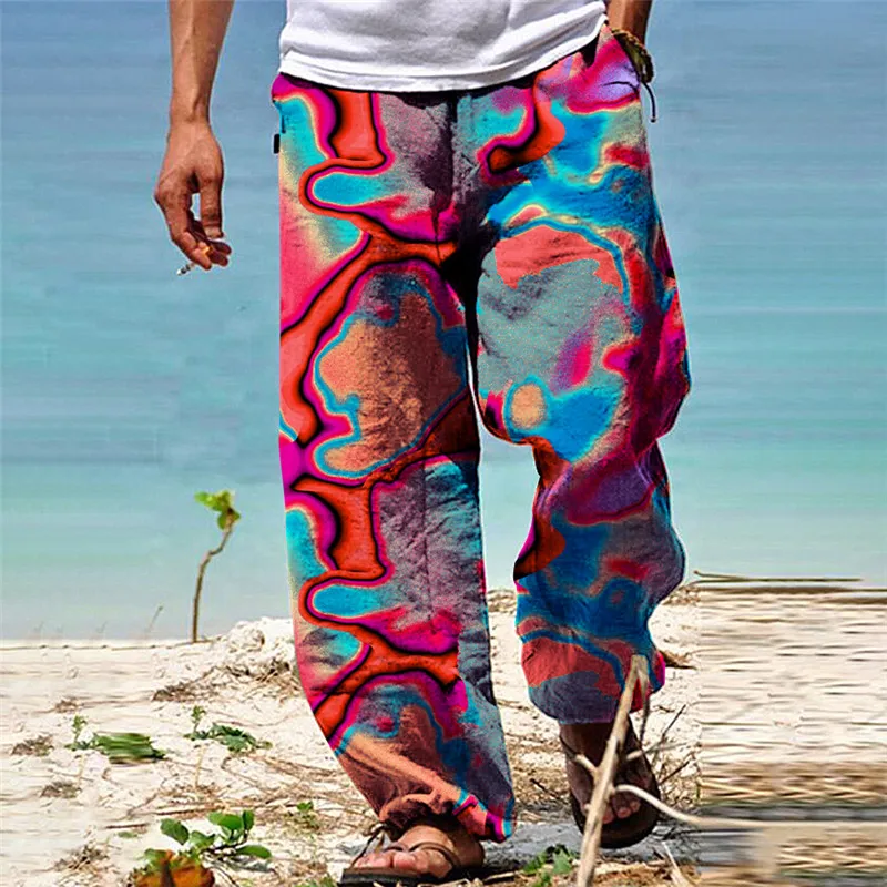 

Men's 2023 New Spring Summer Wide Leg Pants Outdoor Travel Breathable Fashion Pants Beachwear Indoor Home Pants Hip-hop Pants