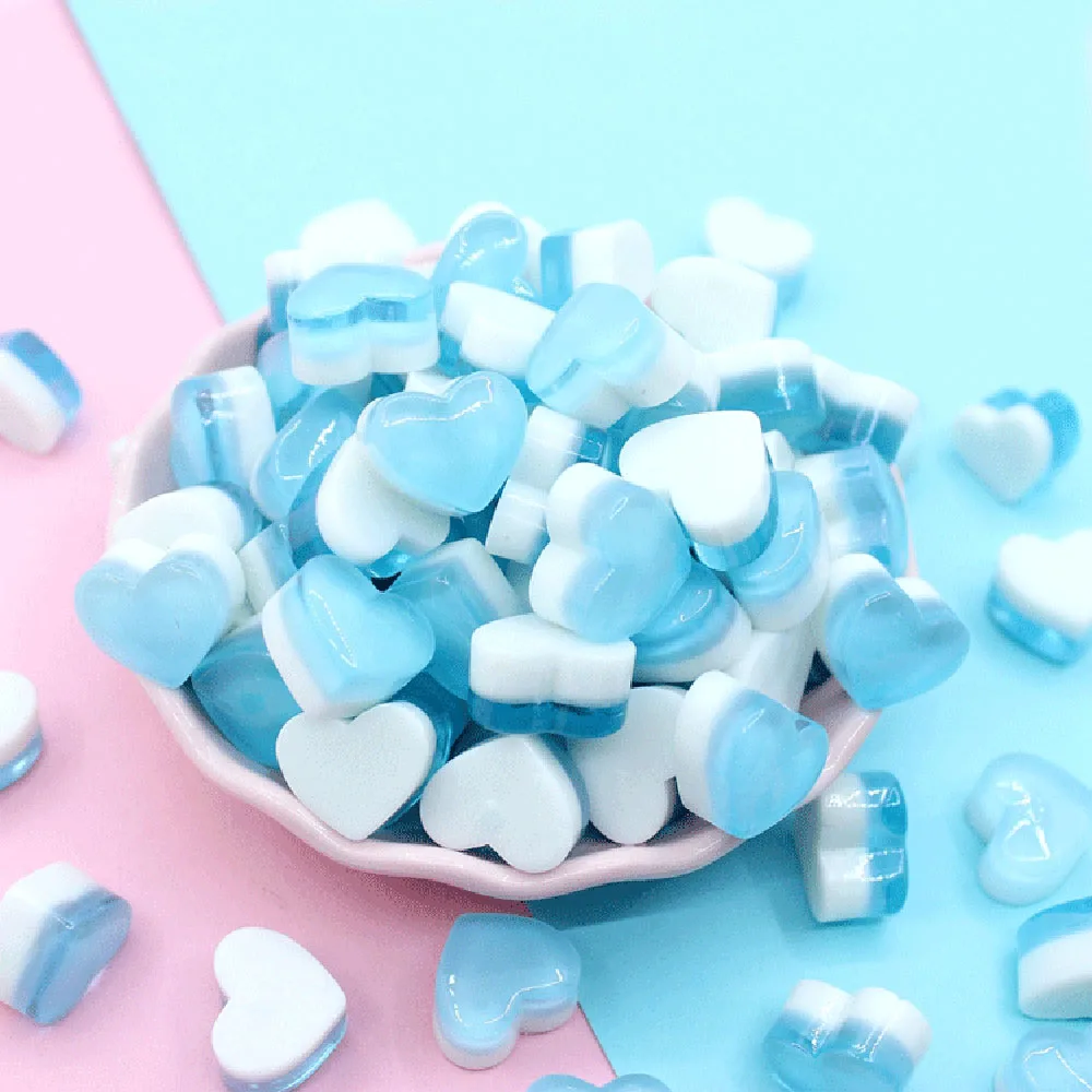 10pcs cute diy heart candy slime supplies accessories phone case decoration for slime filler miniature resin cake candy free global shipping