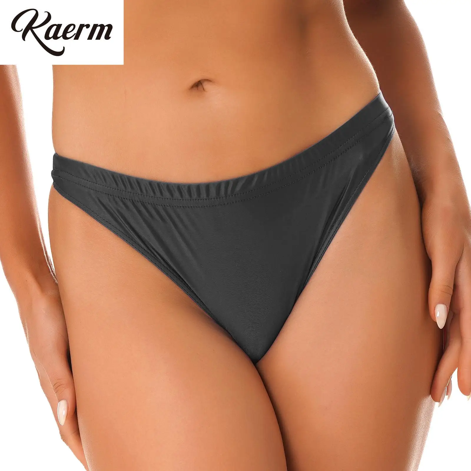 

Woman's Shiny Oil Triangle Panties Low Rise Sexy Lingerie Underwear Smooth Bikini Brief Night Knickers Dance Underpants