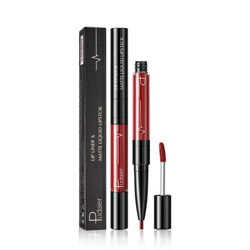 

2022Double-ended Matte Lipstick Lip Liner Glossy Long-lasting Waterproof Lip Gloss Moisturizing Enhance Complexion Non-stick Cup