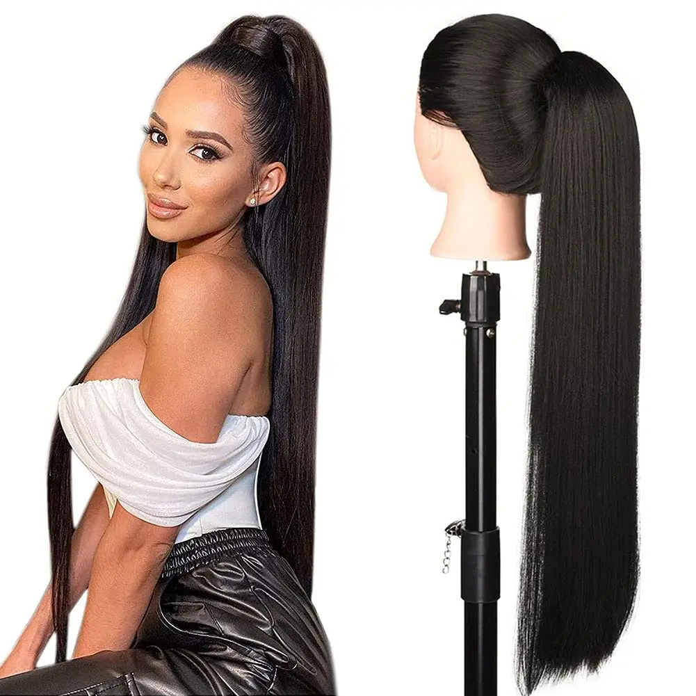 

Long Braid Ponytail Straight Wrap Around Clip In Braided Ponytails Hair Extensions Heat Resistant Synthetic Overhead Horse Tail