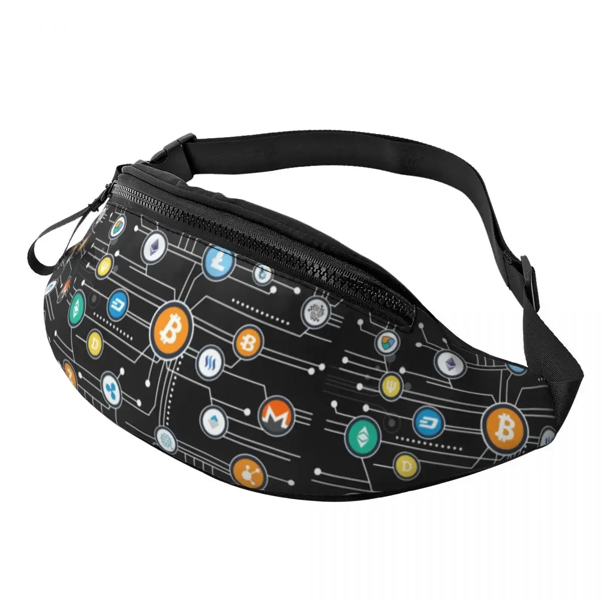 

Cryptocurrency Bitcoin Altcoin Blockchain Logo Fanny Pack for Travel Hiking Men Women Crossbody Waist Bag Phone Money Pouch