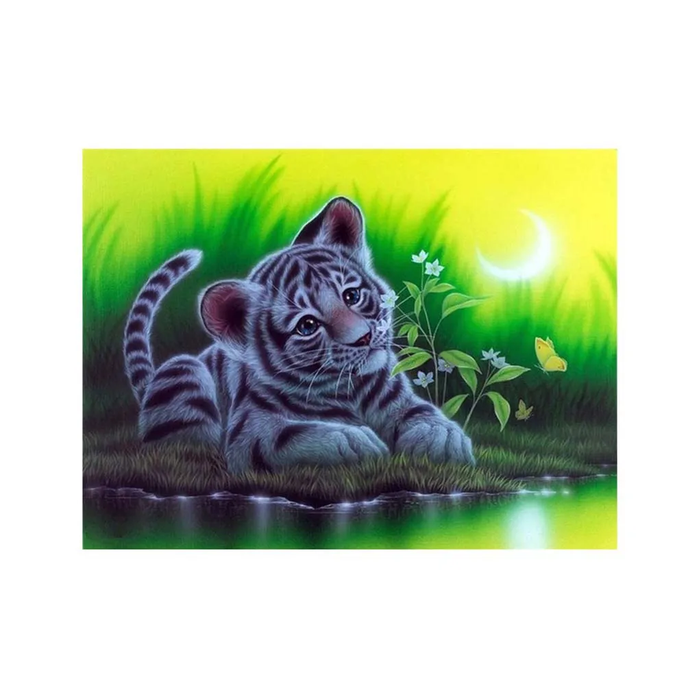 

Rhinestone Embroidery Tiger Butterfly Handmade Diamond Painting 5D DIY Crystal Animal Cross Stitch Resin Picture Home Decoration