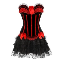gothic lace bow corset dress top for party 2 piece sets womens outfit victorian lingerie dress for date night sexy curvy