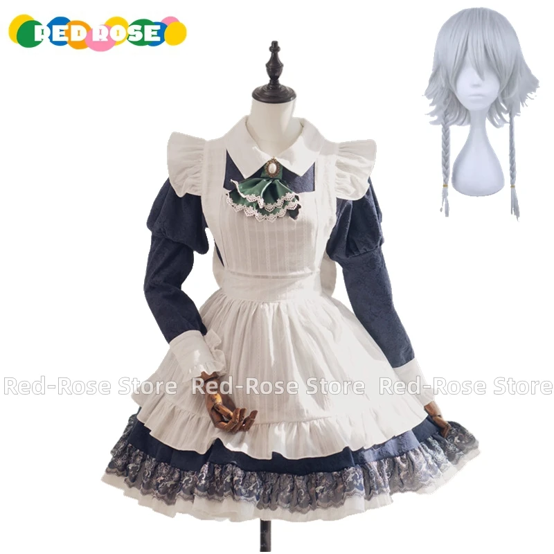 Аниме Izayoi Sakuya карнавальный костюм вечерние костюмы для ролевых игр синее платье