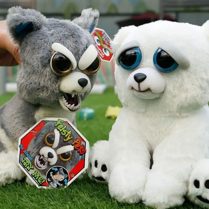 

Мягкие игрушки для детей Feisty Pets с забавным лицом, снежный леопард, Мягкая Плюшевая Кукла-единорог, панда, медведь, злые животные, собака Toy2