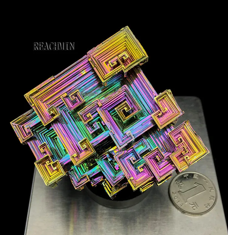 

Кристаллы бимута Бирюзовый металлический кристалл Радуга яркий металлический минеральный образец оригинальный природный художественный ...