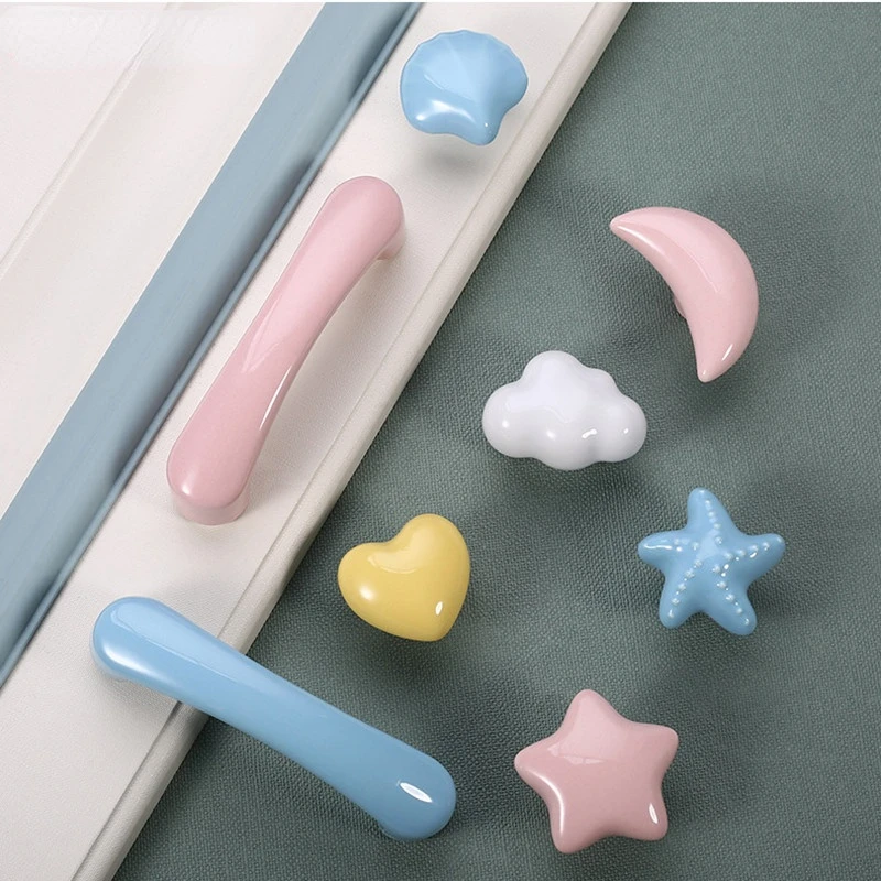 

Cartoon Children Room Ceramic Cabinet Knobs Moon Star Wardrobe Handle Garden Door Handle Cabinet Handles for Kids
