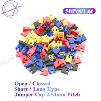 100pcs pitch 2 54mm pin header jumper shorted cap wire housings black yellow white green red blue short long type for arduino