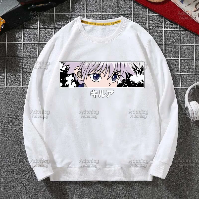 

Мужская толстовка с капюшоном Hunter X Hunter, Белая кофта в стиле хип-хоп, Классический пуловер с капюшоном, на осень