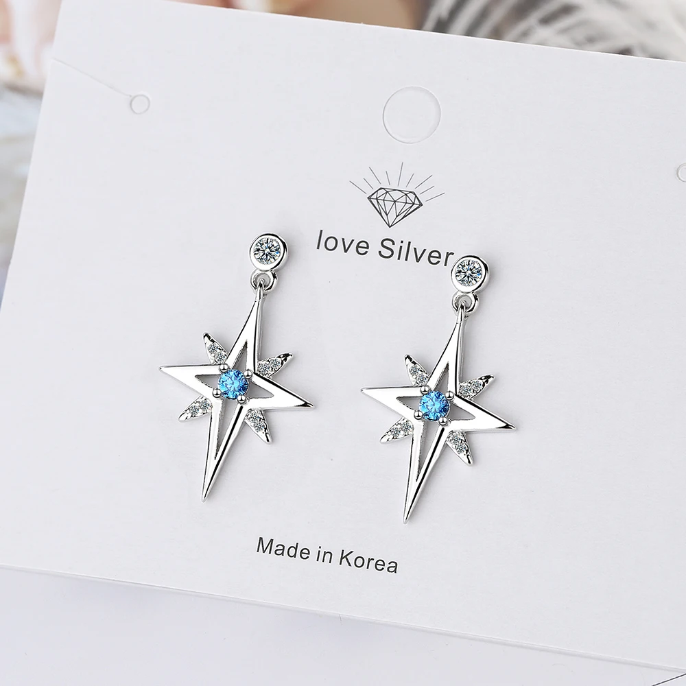 

Sparkling Zircon Hexagram Star Stud Earring for Women 925 Sterling Silver Hook Earring Luxury Wedding Original Fine Jewelry