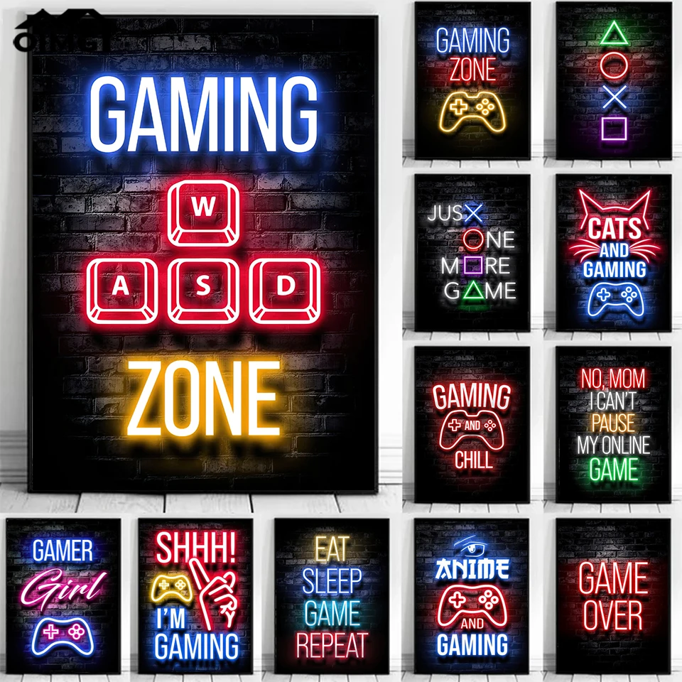 

Постер игровой комнаты, Картина на холсте игровой зоны, современное настенное искусство, украшение для спальни мальчика и девочки, картина ...