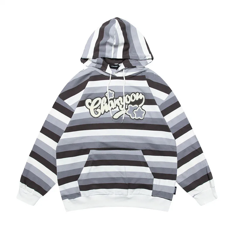 

High Street Oversized Embroidery Sweatshirt 2022 Spring Autumn Pullover Hoodies For Male Harakuju Cotton