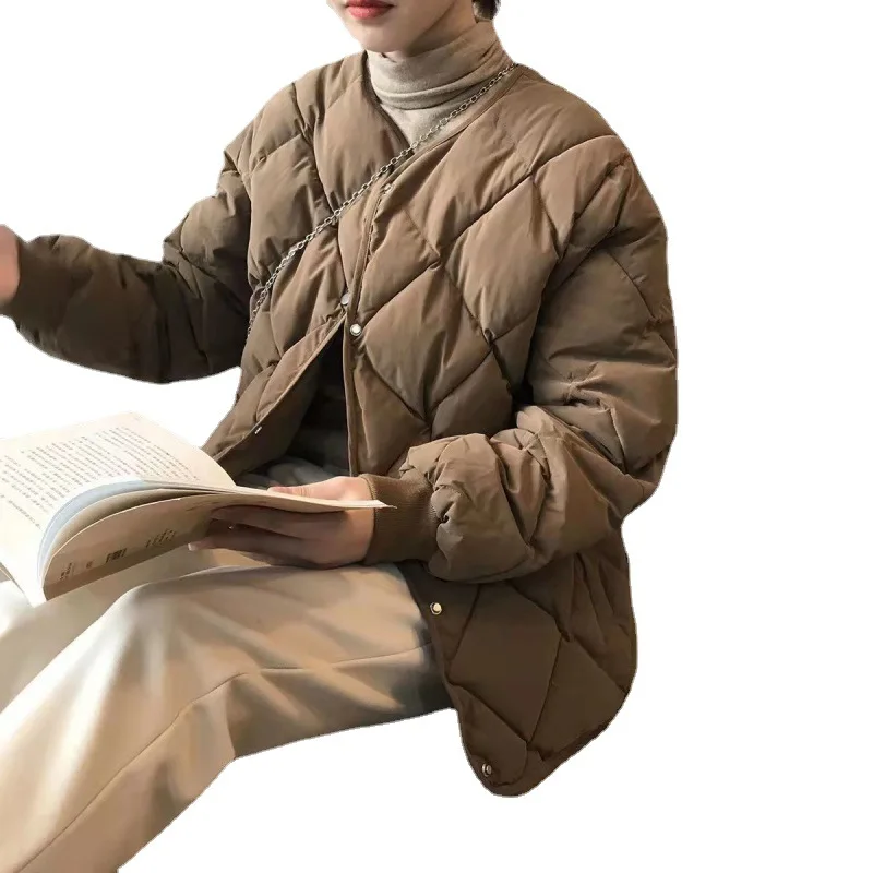 Ringer Cotton Jacket Female Winter 2022 New Bread Clothes Down Cotton Collarless Cotton Jacket Short Section Cotton Jacket