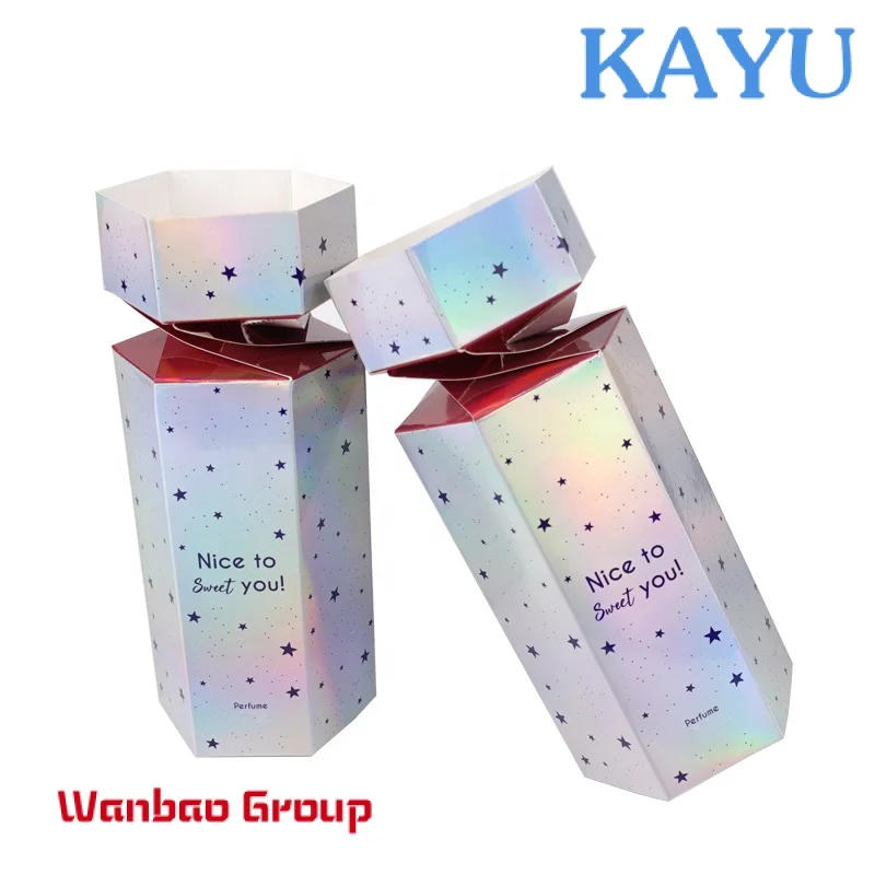 Custom Christmas Cracker Holographic Paper Gift Box For Cosmetics Perfume Packaging