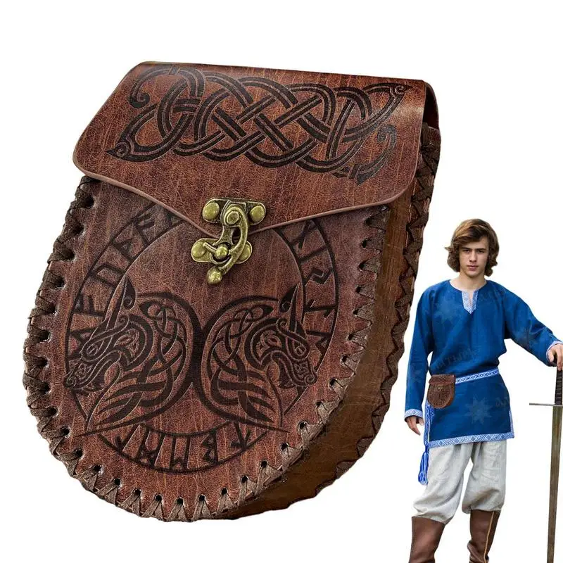 

Renaissance Bag Nordic Embossed Belt Pouch Renaissance Costume Accessories LARP Waist Bag Cosplay Coin Purse Retro Medieval