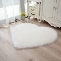 LUOLAL Imitation Wool Heart-shaped Rug Bedroom Bedside Floor mat Living Room Balcony Coffee Table Mat Imitation Wool Home Carpet
