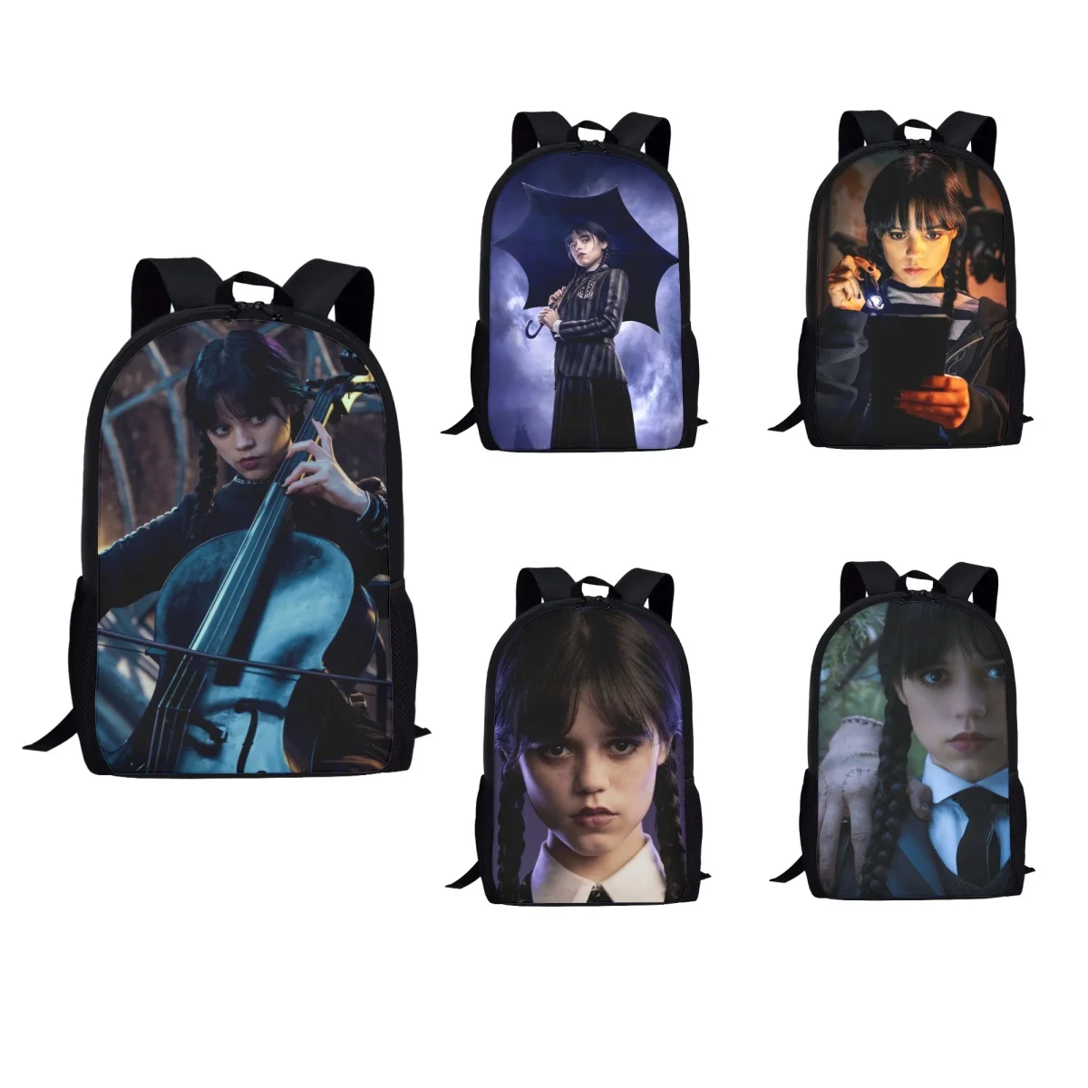 Wednesday Addams Printing School Bags For Girls Teenagers 17 Inch Large Backpacks Female Students Supplies Children Bookbag Gift