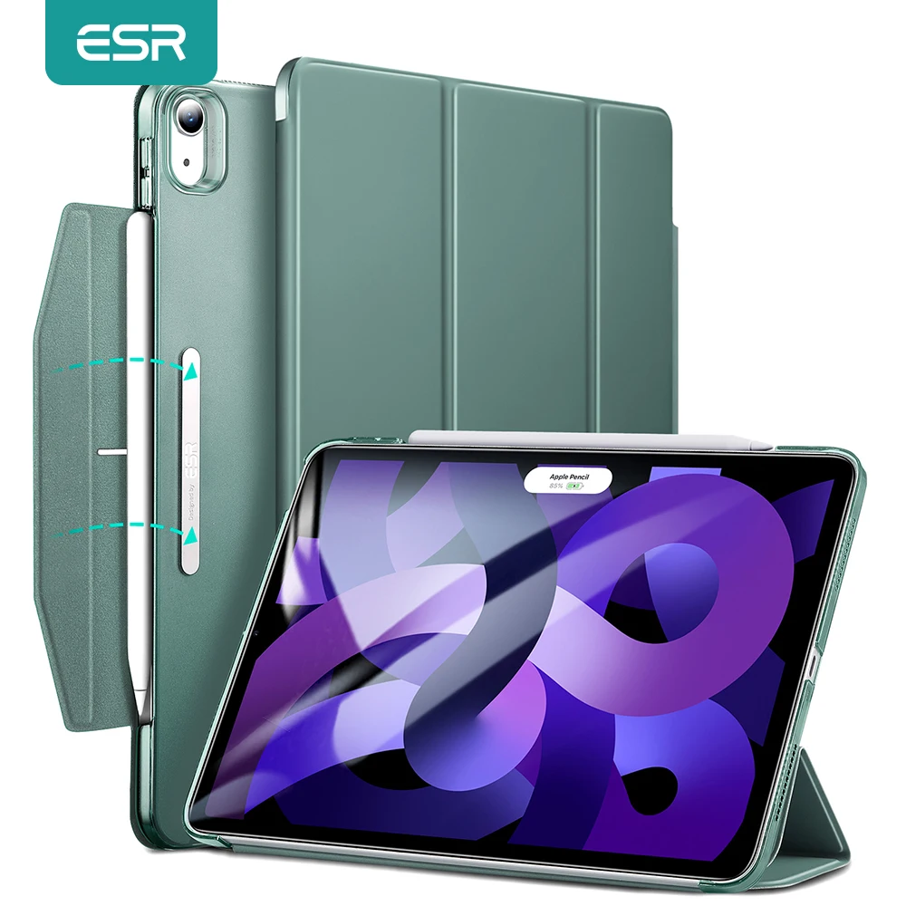 Esr para Ipad ar Case 2022 para Ipad ar 2022 para Ipad ar 10.9 10 Polegada Capa Traseira com Fecho de Lápis Case Trifold Inteligente