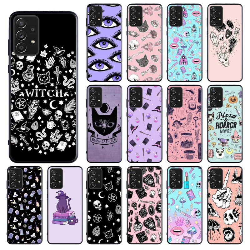 

Girly Pastel Witch Goth Phone Case for Samsung Galaxy A13 A22 A12 A32 A71 A11 A21S A33 A52 A72 A51 A50 A70 A31 M31 Funda Coque