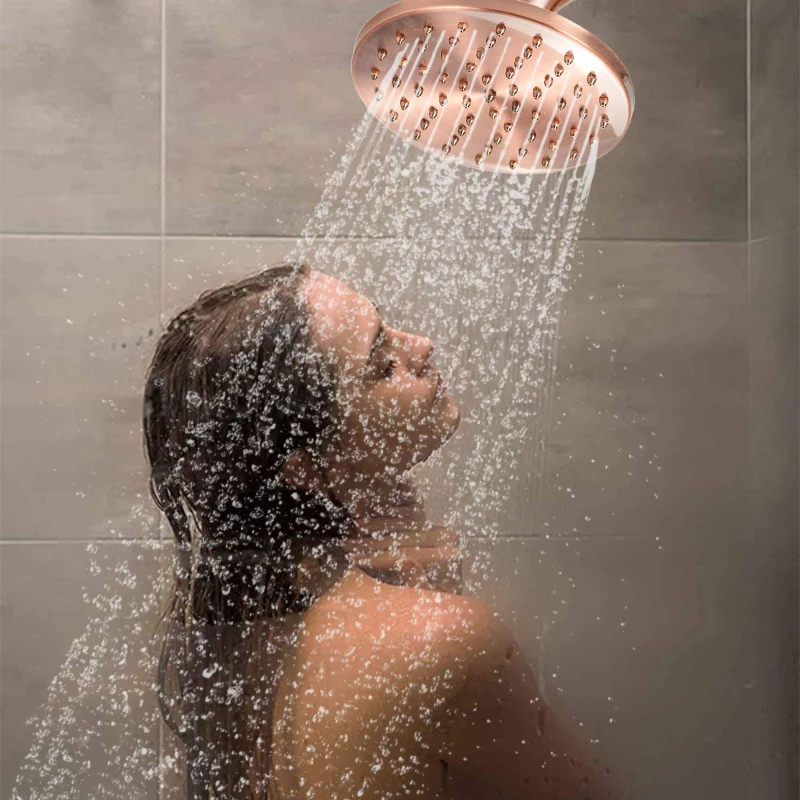 8 inch round vintage retro bathroom rain shower head antique red copper hose top shower sprayer bathroom single head tools free global shipping