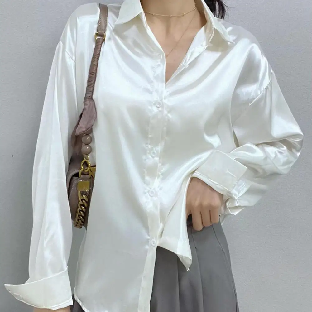 

Satin Blouse Shirt Silk Tops Elegant Long Sleeve Loose Womens Blouses Camisas De Mujer Spring Autumn Streetwear Women Clothes