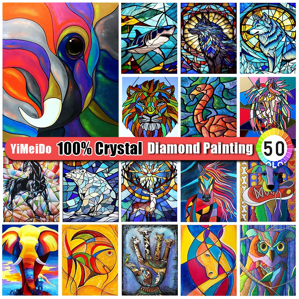

YiMeiDo 100% Crystal Diamond Painting Lion Wolf 5D DIY Animals Cross Stitch Embroidery Art Full Round Diamond Mosaic Set Gift