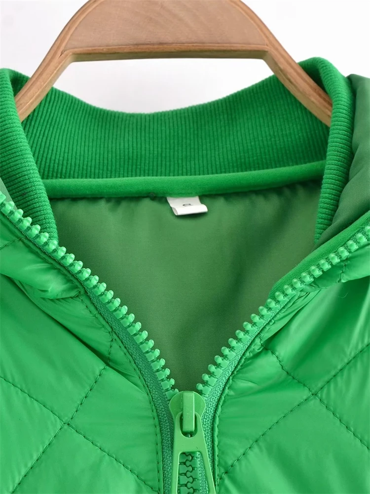 KEYANKETIAN women's hooded quilted jacket Fall/Winter fashion Green short casual jacket Mujer thin zip-up jacket