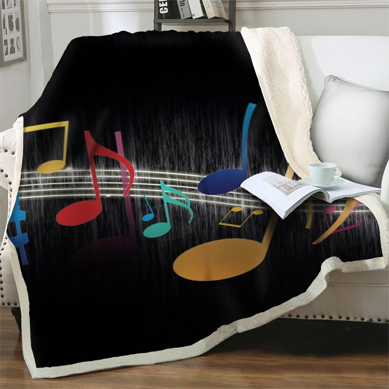 Colorful musical symbols Blanket Soft Warm Flannel Plush Throw Blanket Fleece Sherpa Blankets for Beds Couch Sofa Teen Kids Gift