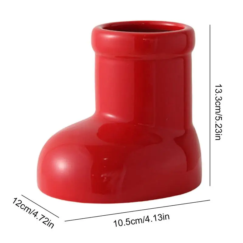 Красная керамическая ваза для ботинок рождественская рождественское цветочное