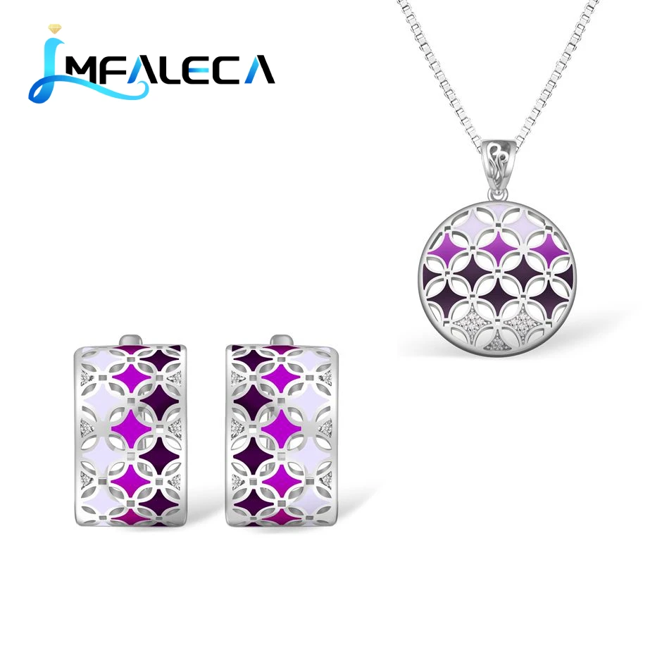 

Серебряное ожерелье с зажимом, искусственное серебро 100% пробы, кулон с градиентной фиолетовой эмалью, изящные свадебные украшения