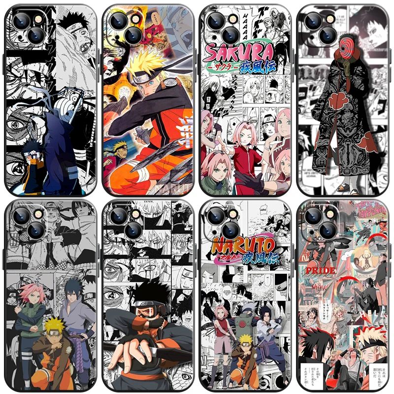 

NARUTO Anime Phone Case For Funda iPhone 11 13 Pro Max 12 Mini X XR XS Max 6 6s 7 8 Plus Silicone Cover Carcasa Black