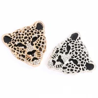 retro cool leopard head hip hop style stickers phone patches gold silver metal clothing accessories diy animals crafts charms