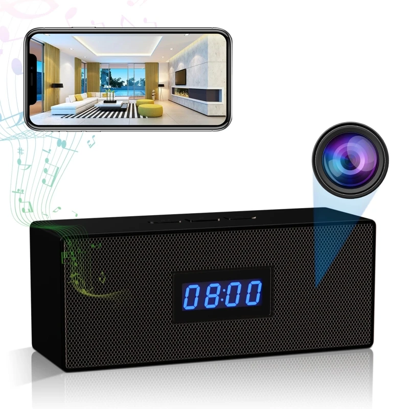 

Z8 Digital Alarm Clock Wireless Speaker Desktop 1080P Motion Detection Camera Alarm Clock Phone Speaker Music Player 2022 New