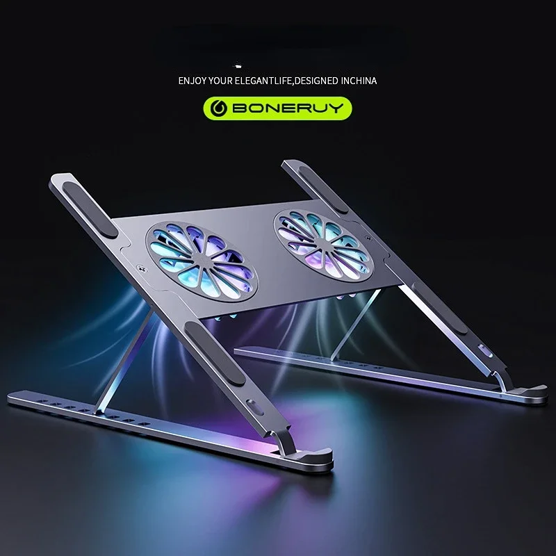 

Foldable Desktop Laptop Tablet Stand with Cooling Fan Heat Dissipation for HP DELL MacBook Air Pro Stand Notebook Holder Cooler